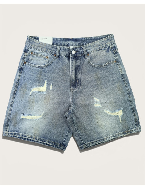Raw Distress Denim Shorts
