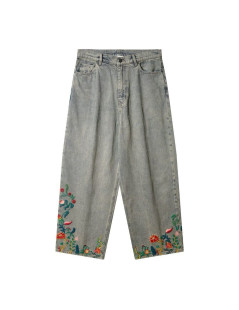 Embroidery Design Gray Denim