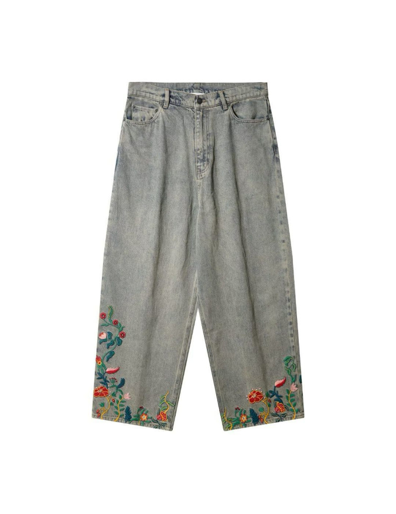 Floral Embroidered Wide-Leg Jeans