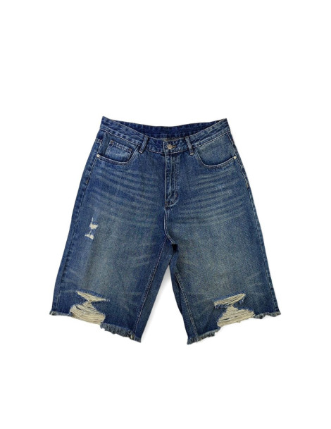 Distressed Denim Bermuda Shorts