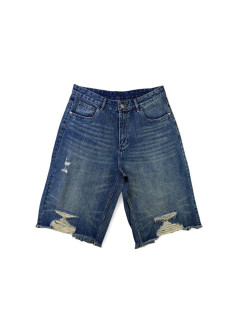 Distressed Denim Bermuda Shorts